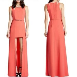 Elegant Coral Sleeveless Maxi Dress